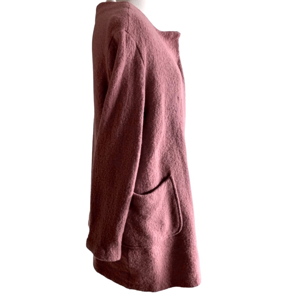Max Studio Pink Wool Blend Long Line Zip Down Jacket Blazer Size Large - Picture 9 of 13